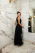 VESTIDO DE GOLA TULE TRABALHADO